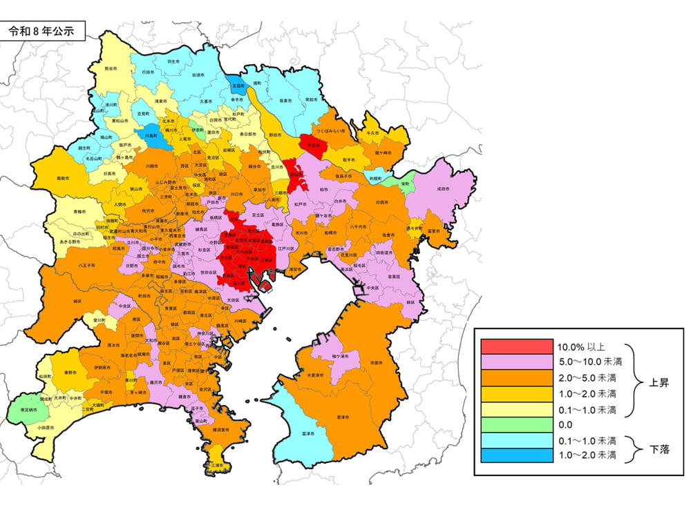 令和8年地価公示 2．東京圏の商業地